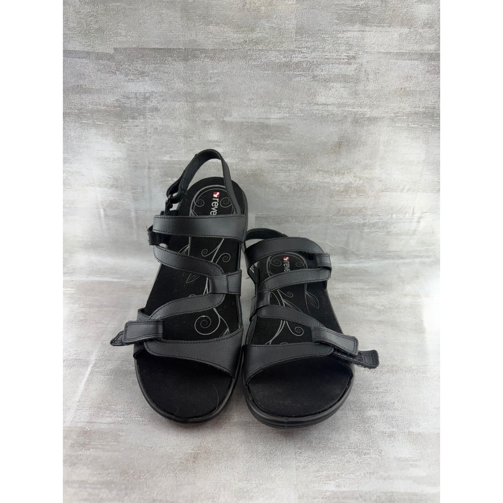 Revere Miami Black Leather Adjustable Strappy Comfort Sandals Women US10W EU41W